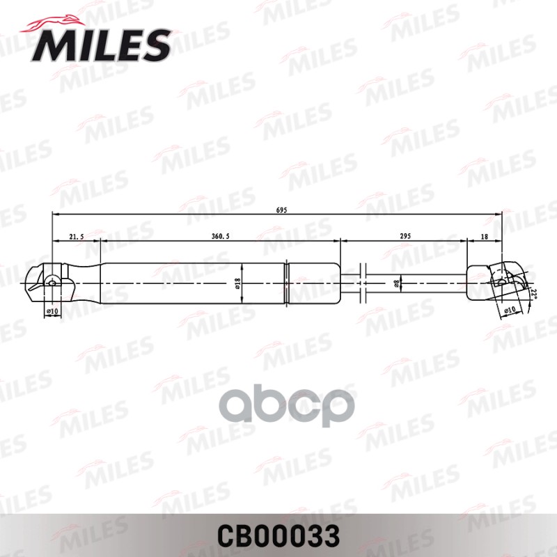 MILES CB00033 Упор газовый капота TOYOTA CAMRY V40 06-11