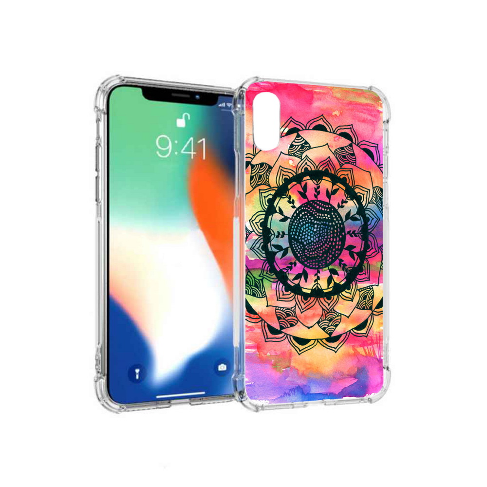 

Чехол MyPads Tocco для Apple iPhone XS Max яркая абстракция круглый цветок, Прозрачный, Tocco