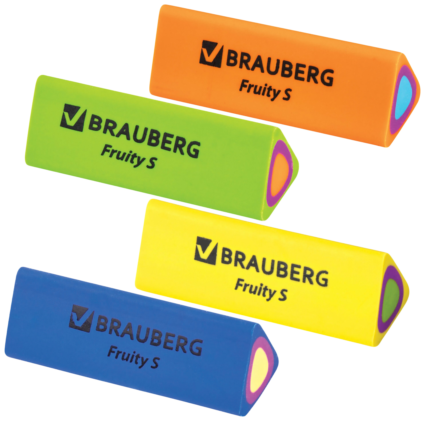 

Ластик BRAUBERG Fruity S, 44х15х15 мм, цвет ассорти, треугольный, 228713, Разноцветный