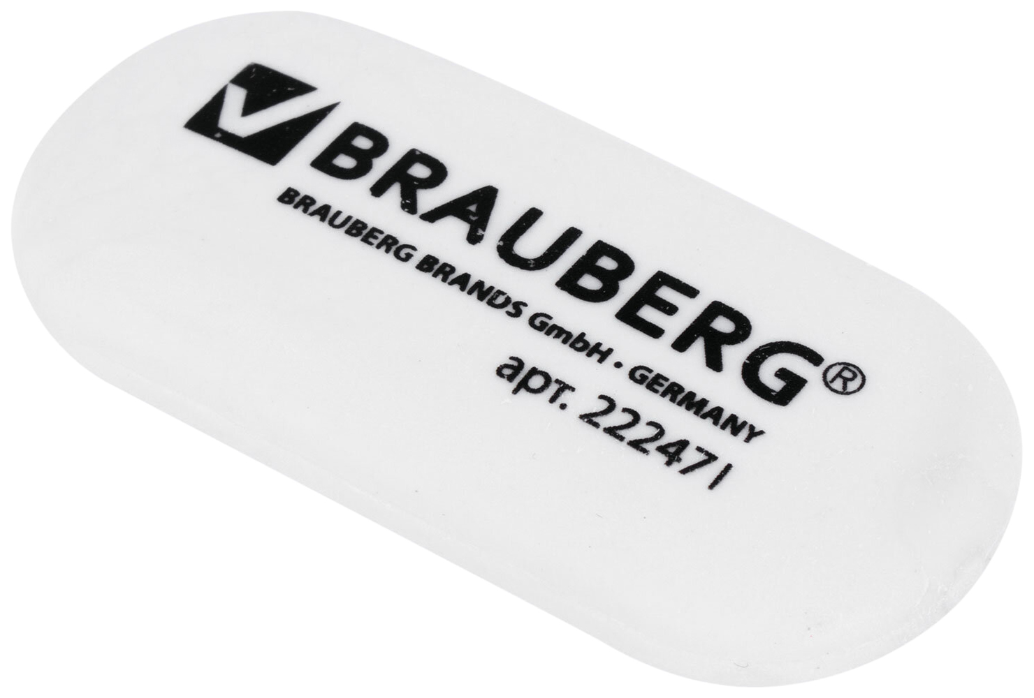 

Ластик BRAUBERG, 55х23х10мм, белый, овальный, 222471
