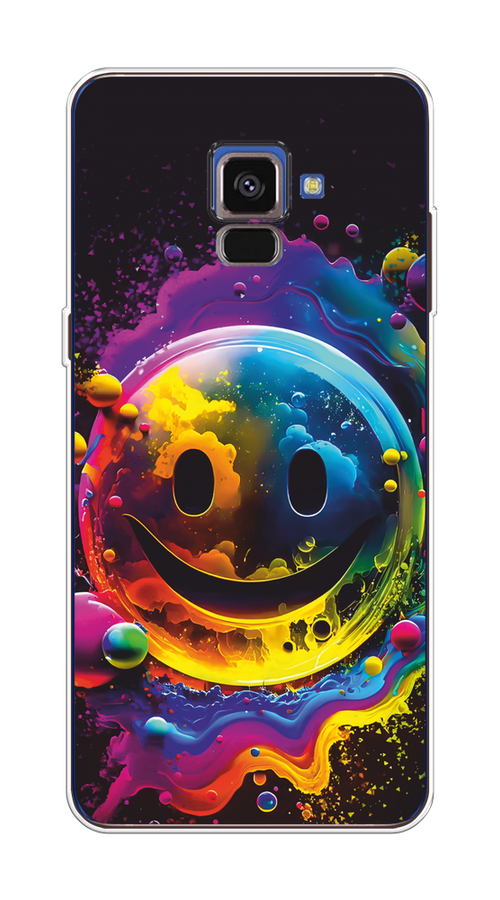 

Чехол Awog на Samsung Galaxy A8 2018 "Кислотный смайл", Фиолетовый;желтый;синий, 25450-1