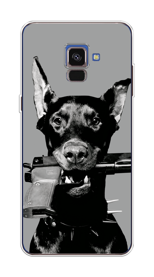 

Чехол Awog на Samsung Galaxy A8 2018 "Доберман", Серый, 25450-1