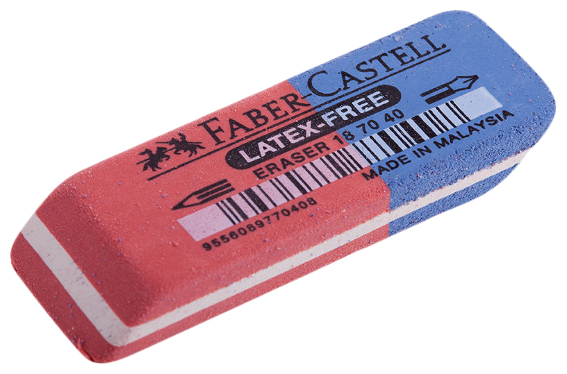 

Ластик FABER-CASTELL Latex-Free 50x18x8мм красно-синий прямоугольный скошенные края 187040, Красный;синий