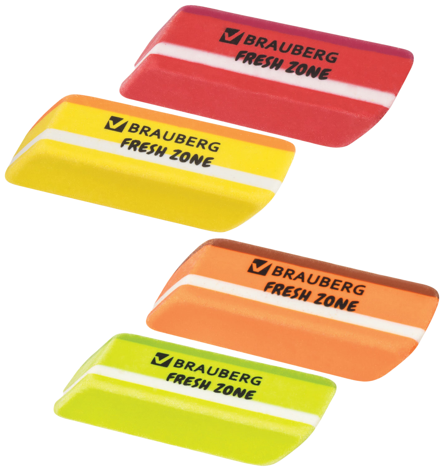 

Ластик большой BRAUBERG Fresh Zone 60х18х12мм цвет ассорти прямоугольный скошенный 228717, Разноцветный
