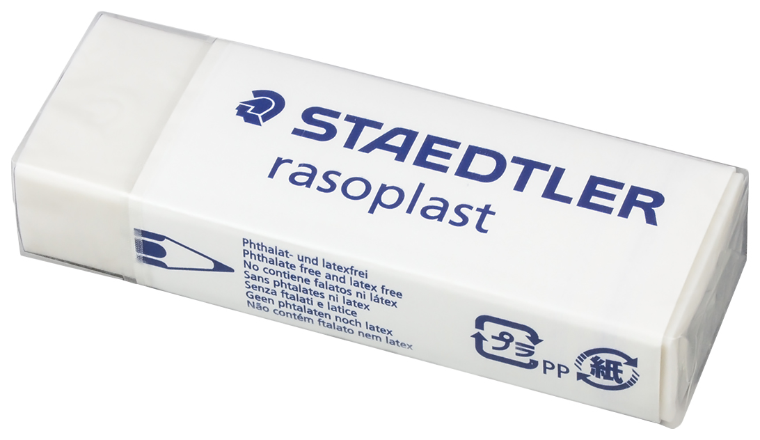 Ластик большой STAEDTLER Rasoplast 65x23x13мм белый прямоуг картонный держатель 526 B20