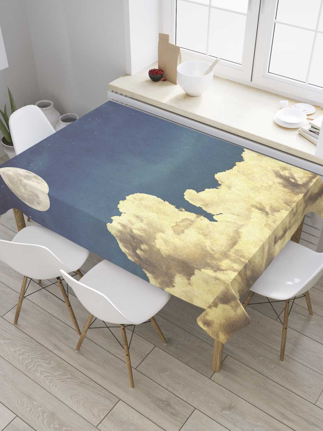 

Скатерть прямоугольная JoyArty "Ночные облака" из оксфорда, 180x145 см, Желтый, Ночные облака