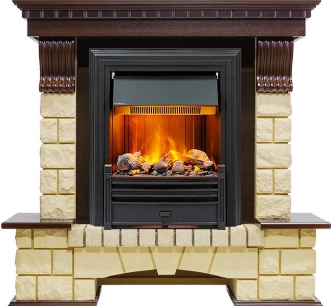 

Электрокамин Dimplex Pierre Luxe (темный дуб) шампань с очагом Brookline Black
