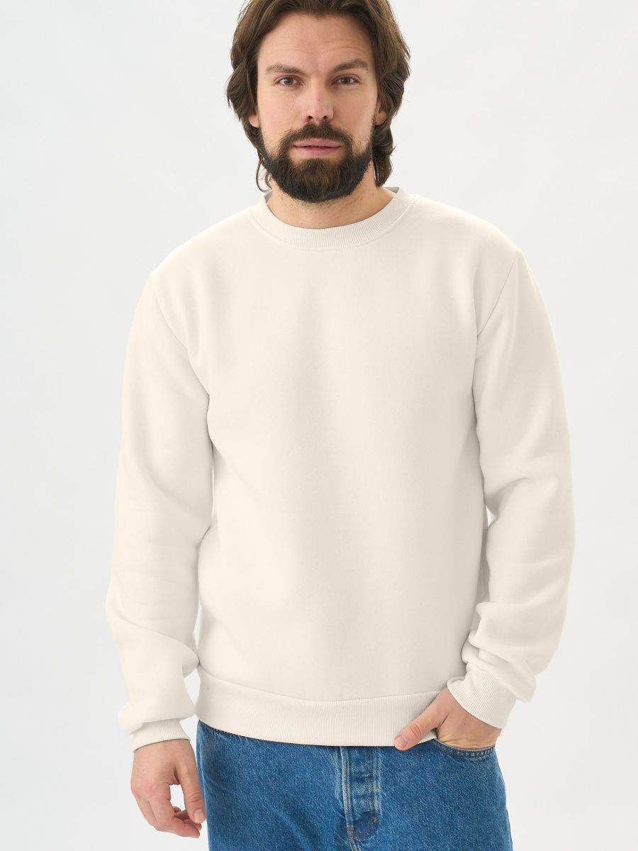 Свитшот унисекс Uzcotton Premium с начесом белый 46-48 RU 1235₽