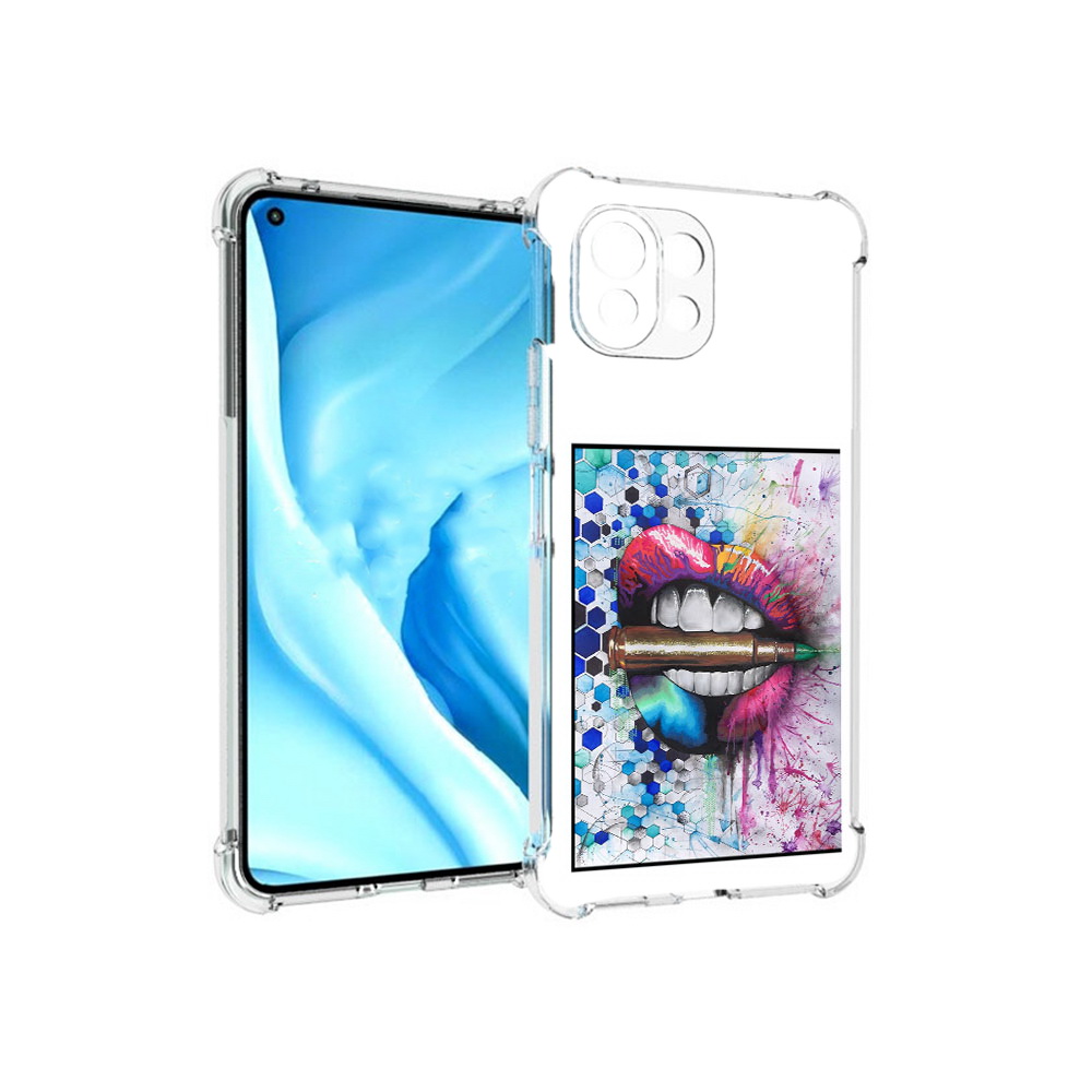 

Чехол MyPads Tocco для Xiaomi Mi 11 Lite разноцветные губы с пулей (PT159462.256.571), Прозрачный, Tocco