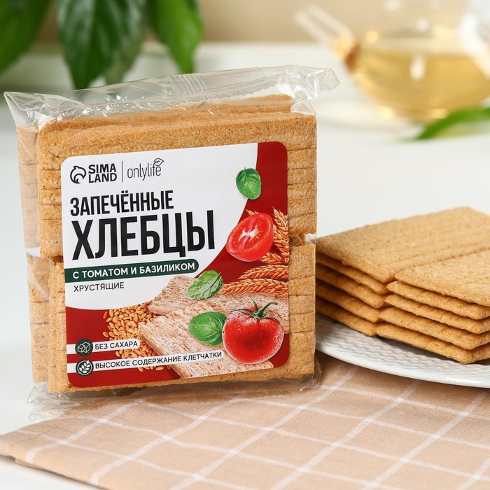 

Хлебцы Onlylife с томатом и базиликом запеченные без сахара, 60 г