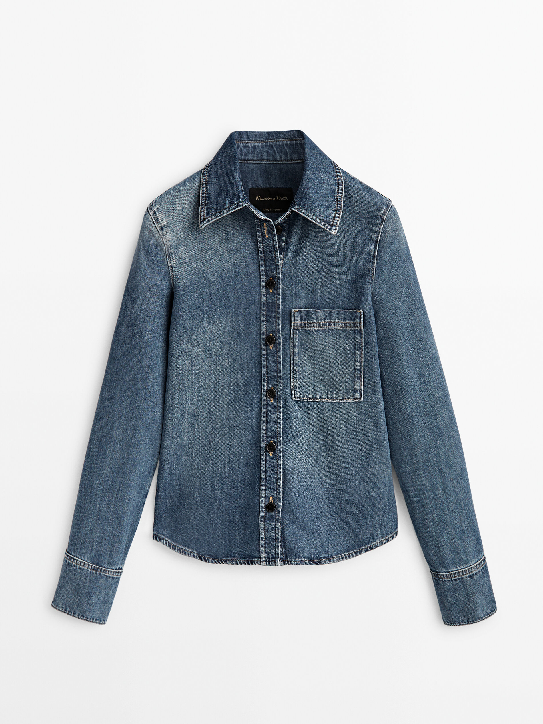 

Рубашка женская Massimo Dutti 05150550427 синяя M, 05150550427