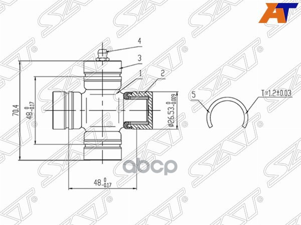 

SAT ST-49300-2E000SP Крестовина HYUNDAI TUCSON 04-10/KIA SPORTAGE 04-10 1шт