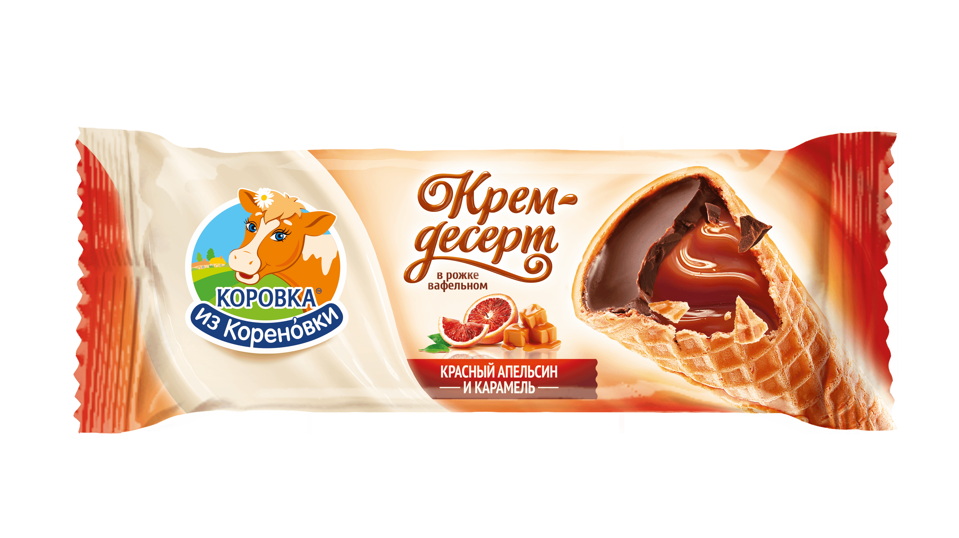 Пирожное Коровка из Кореновки Крем-десерт красный апельсин и карамель 25% 40 г