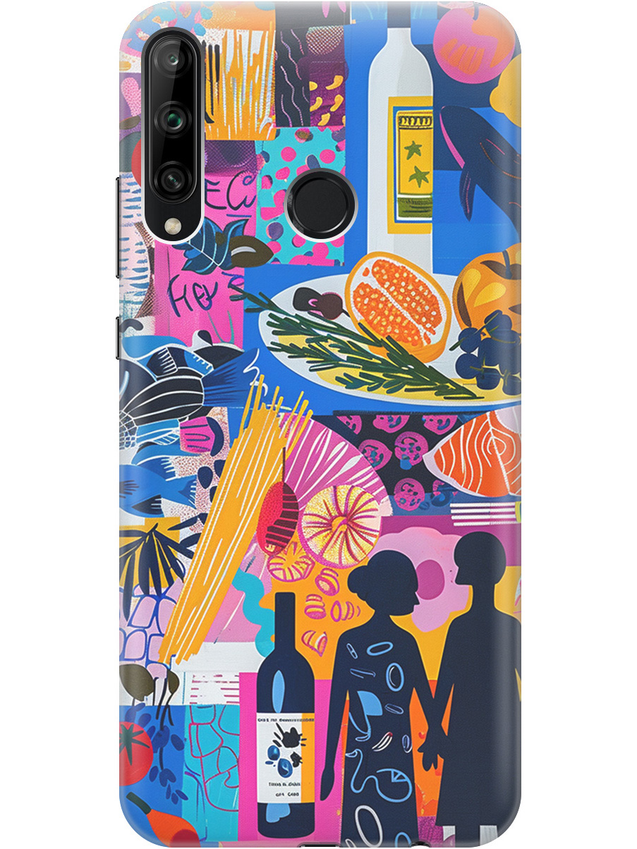 

Силиконовый чехол на Honor 9C / Huawei P40 Lite E с принтом "Гастрономический коллаж", Синий;прозрачный;розовый, 722946251
