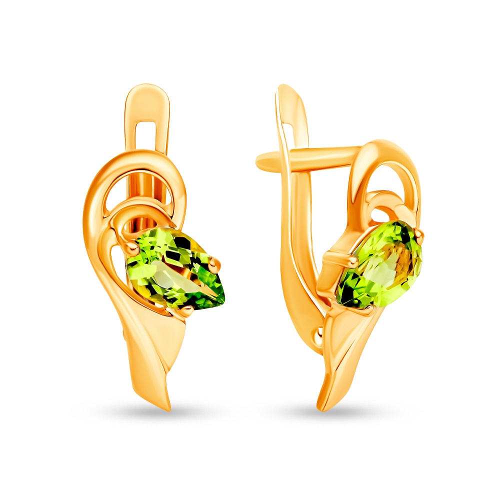 

Серьги из красного золота 585Gold 202008241, хризолит, 202008241