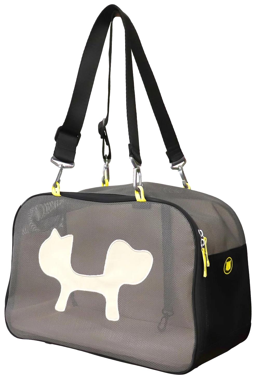 фото Сумка-переноска united pets mesh bag черная/желтая, 44х23х28 см