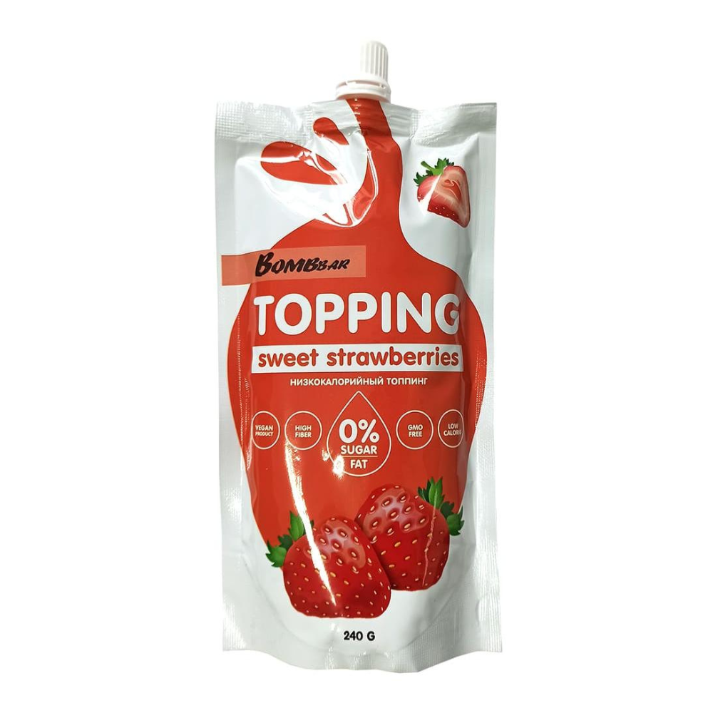 Соус Bombbar Topping Клубничный Sweet Strawberries, без сахара, 5 шт х 240 г