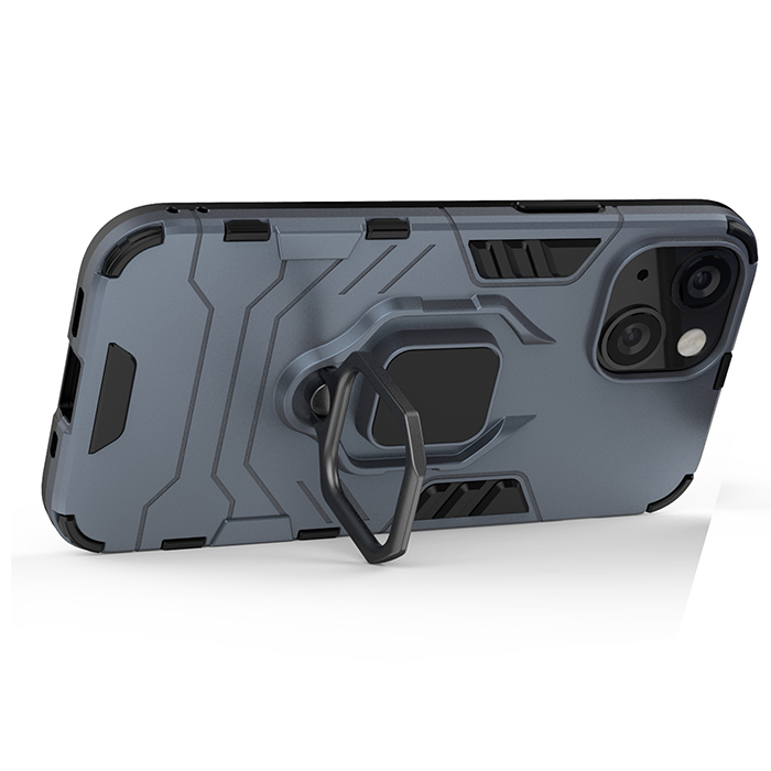 фото Противоударный чехол с кольцом panther case для iphone 13 mini (синий) black panther