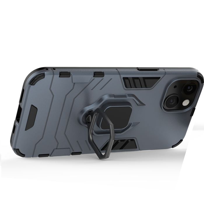 фото Противоударный чехол с кольцом panther case для iphone 13 (синий) black panther