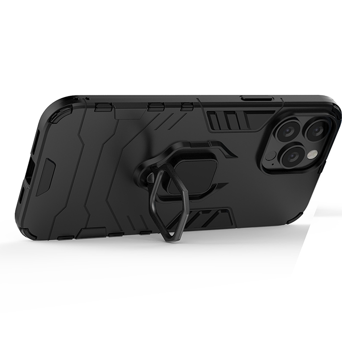 фото Противоударный чехол с кольцом panther case для iphone 13 pro max (черный) black panther