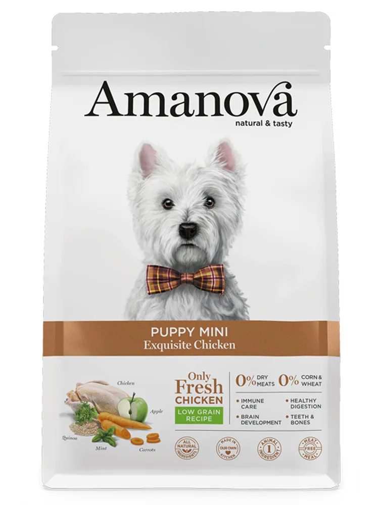 

Сухой корм для щенков мелких пород Amanova Puppy Mini Изысканная курочка 2кг, AMJ10PN02