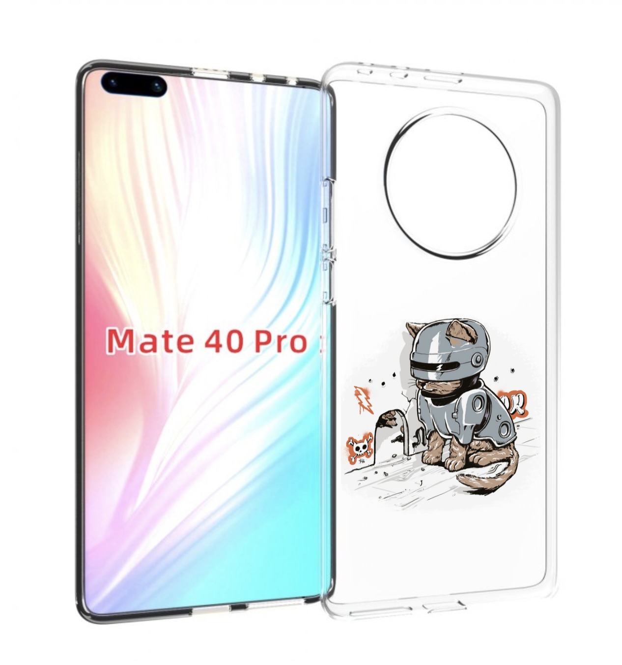 

Чехол MyPads Грозный кот для Huawei Mate 40 Pro (NOH-NX9), Прозрачный, Tocco