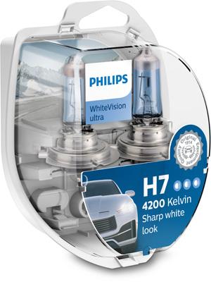 

PHILIPS Лампа H7 WhiteVision ultra, (к-кт 2шт в пласт. уп.) PX26d