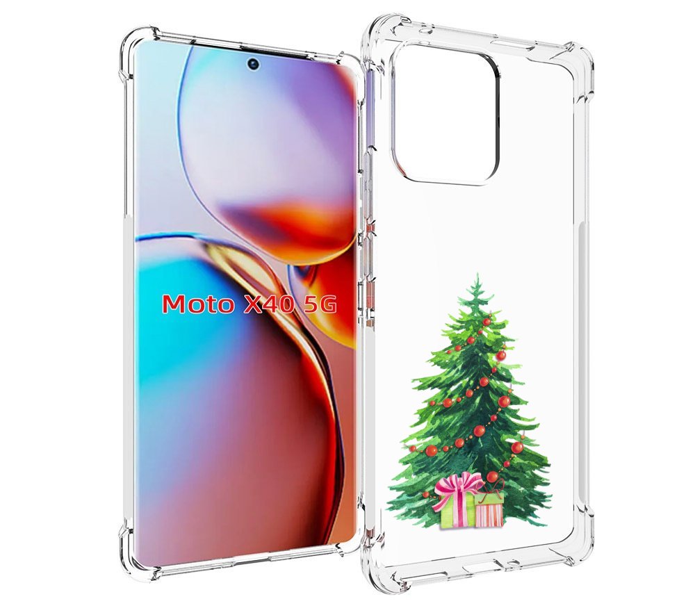 

Чехол MyPads Елка новогодняя с подарками акварель для Motorola Moto X40, Прозрачный, Tocco