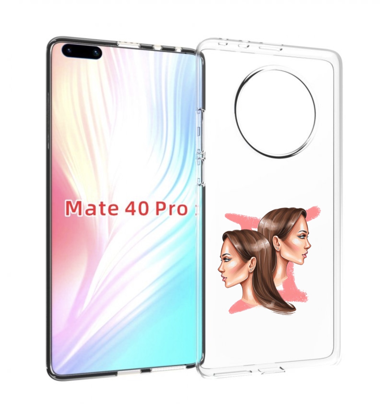

Чехол MyPads Девушка-Близнецы женский для Huawei Mate 40 Pro (NOH-NX9), Прозрачный, Tocco