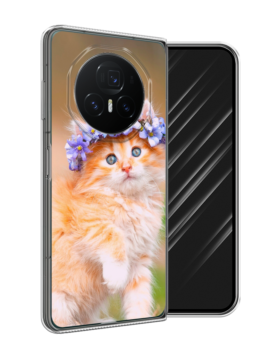 

Чехол Awog на Honor Magic V3 "Рыжий кот в венке", Коричневый;синий, 6125050-1