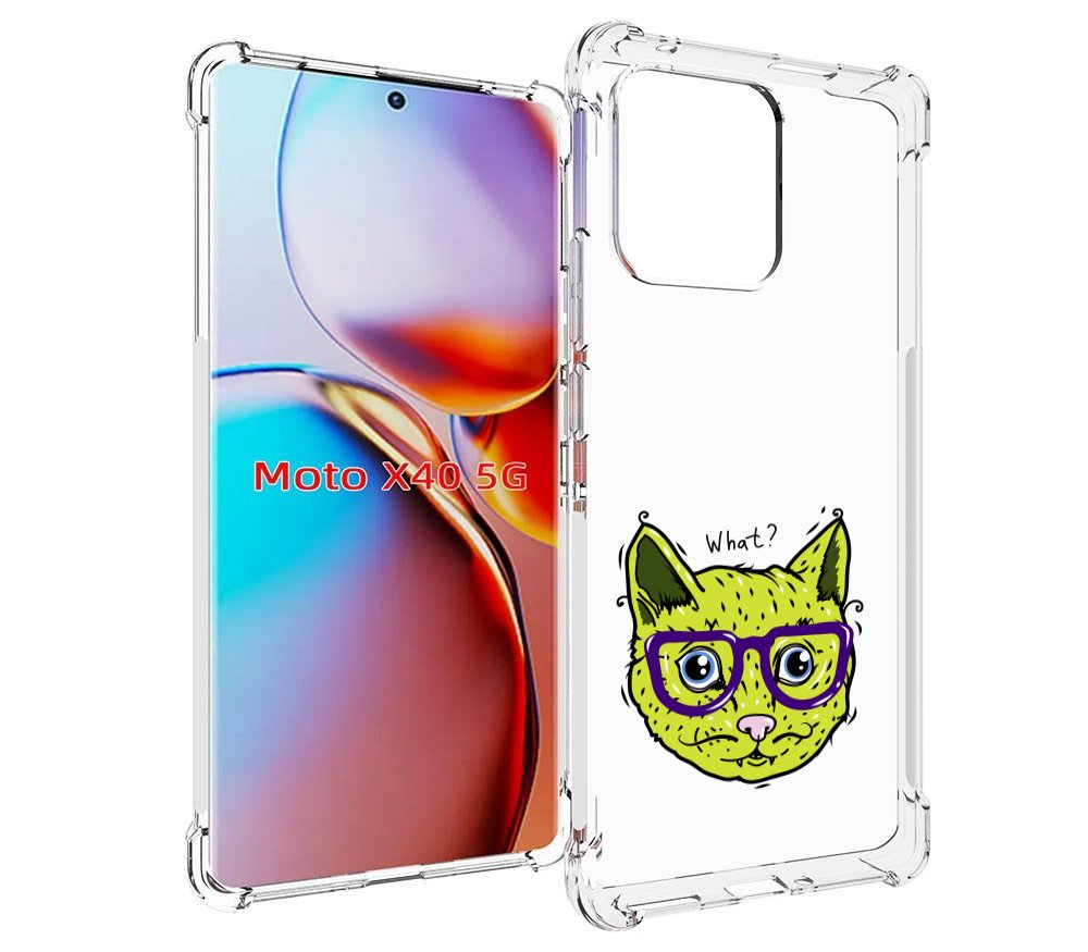 

Чехол MyPads Зеленый кот для Motorola Moto X40, Прозрачный, Tocco