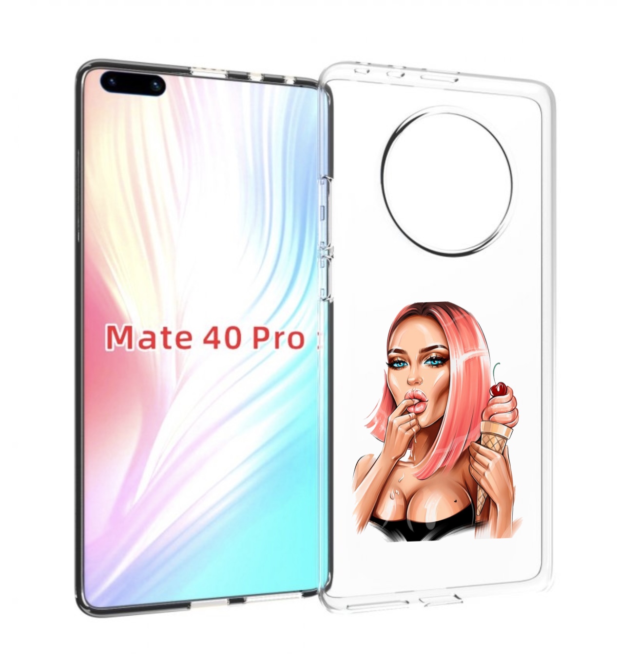 

Чехол MyPads Девушка-и-мороженое женский для Huawei Mate 40 Pro (NOH-NX9), Прозрачный, Tocco