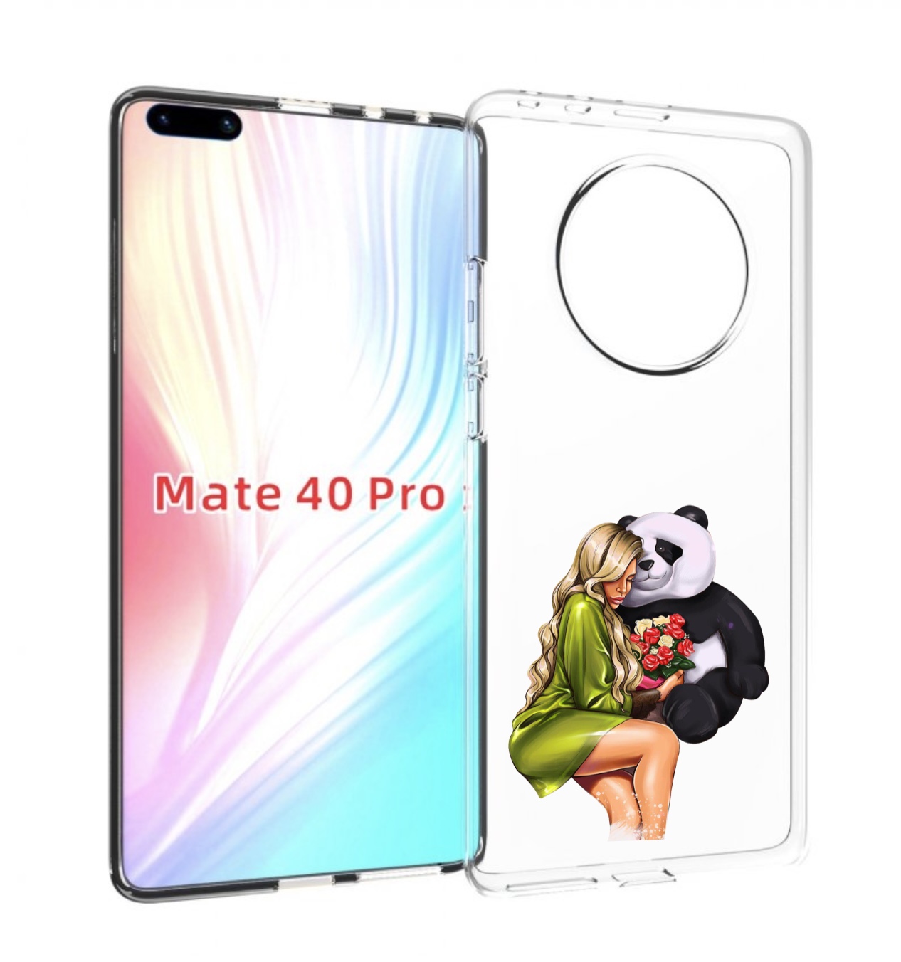 

Чехол MyPads Девушка-с-пандой-с-букетом женский для Huawei Mate 40 Pro (NOH-NX9), Прозрачный, Tocco
