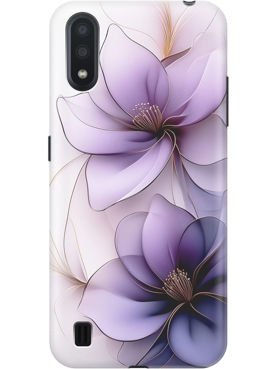 

Силиконовый чехол на Samsung Galaxy A01 с принтом "Сиреневые цветы", Прозрачный;белый;серый;фиолетовый, 722444421
