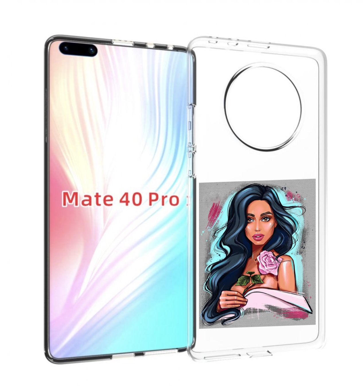 

Чехол MyPads Девушка-с-розовой-розочкой женский для Huawei Mate 40 Pro (NOH-NX9), Прозрачный, Tocco