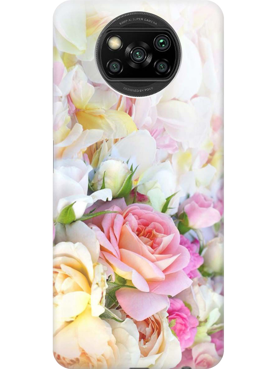 

Силиконовый чехол на Poco X3/X3 Pro с принтом "Нежные розы", Прозрачный;белый;желтый;розовый, 723602721