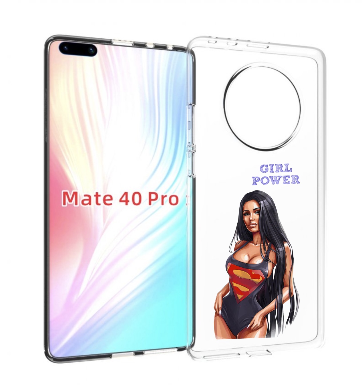 

Чехол MyPads Девушка-супермен женский для Huawei Mate 40 Pro (NOH-NX9), Прозрачный, Tocco