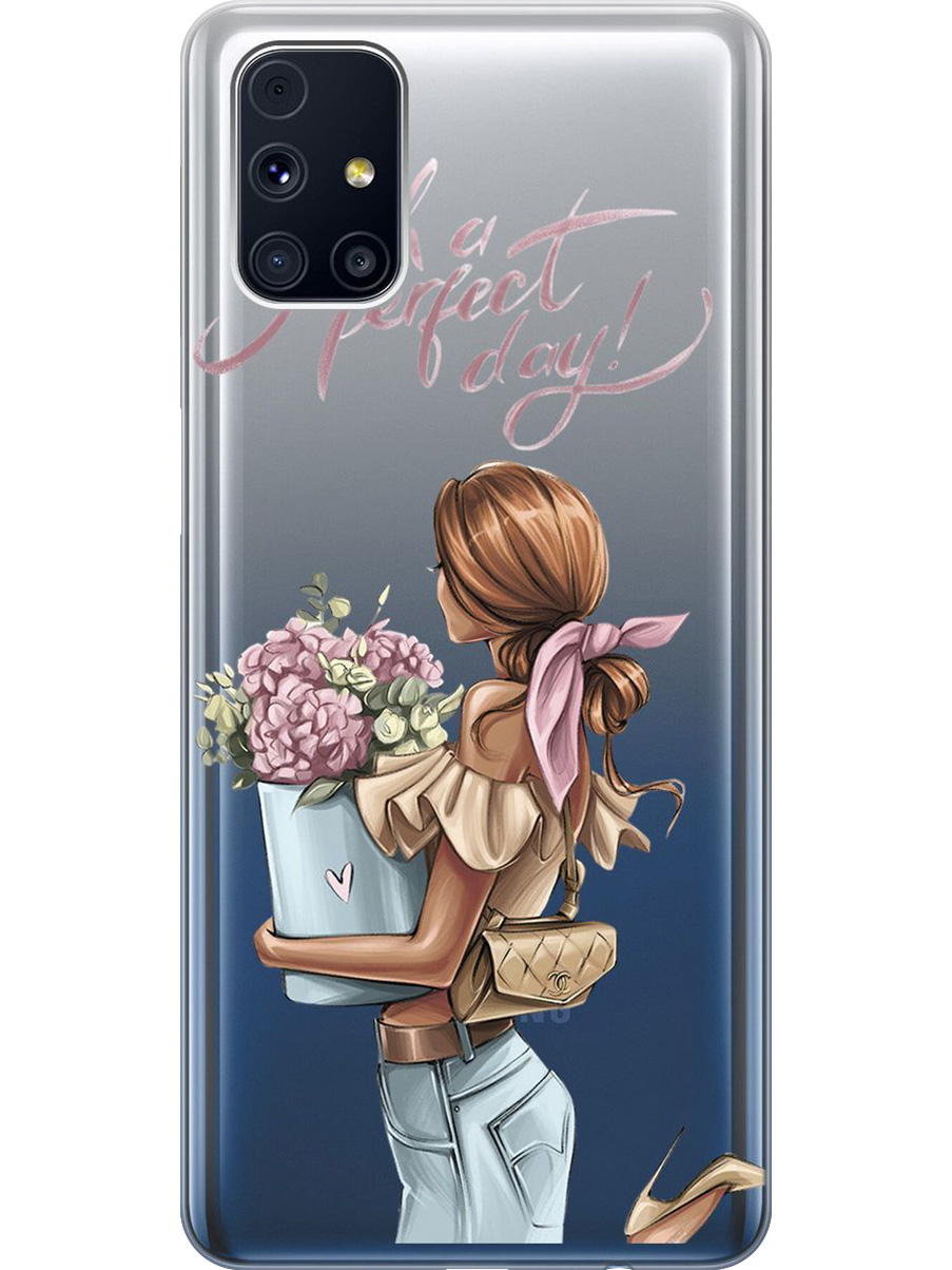 

Силиконовый чехол на Samsung Galaxy M31S с принтом "Какой прекрасный день" прозрачный, Прозрачный;голубой;розовый, 723348275