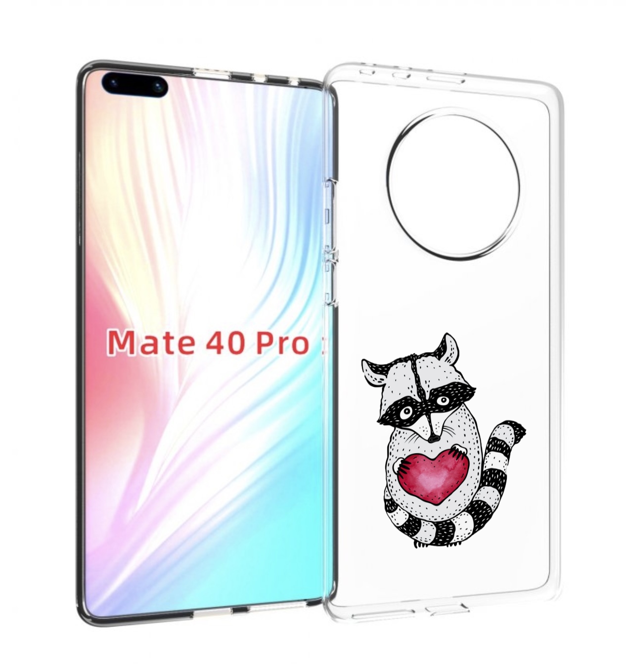 Чехол MyPads Енот с сердечком для Huawei Mate 40 Pro (NOH-NX9)