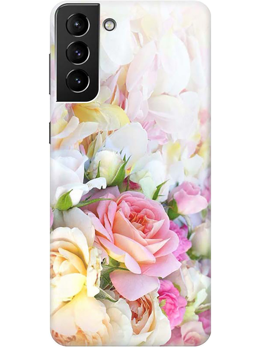 

Силиконовый чехол на Samsung Galaxy S21+ с принтом "Нежные розы", Прозрачный;белый;желтый;розовый, 724127521