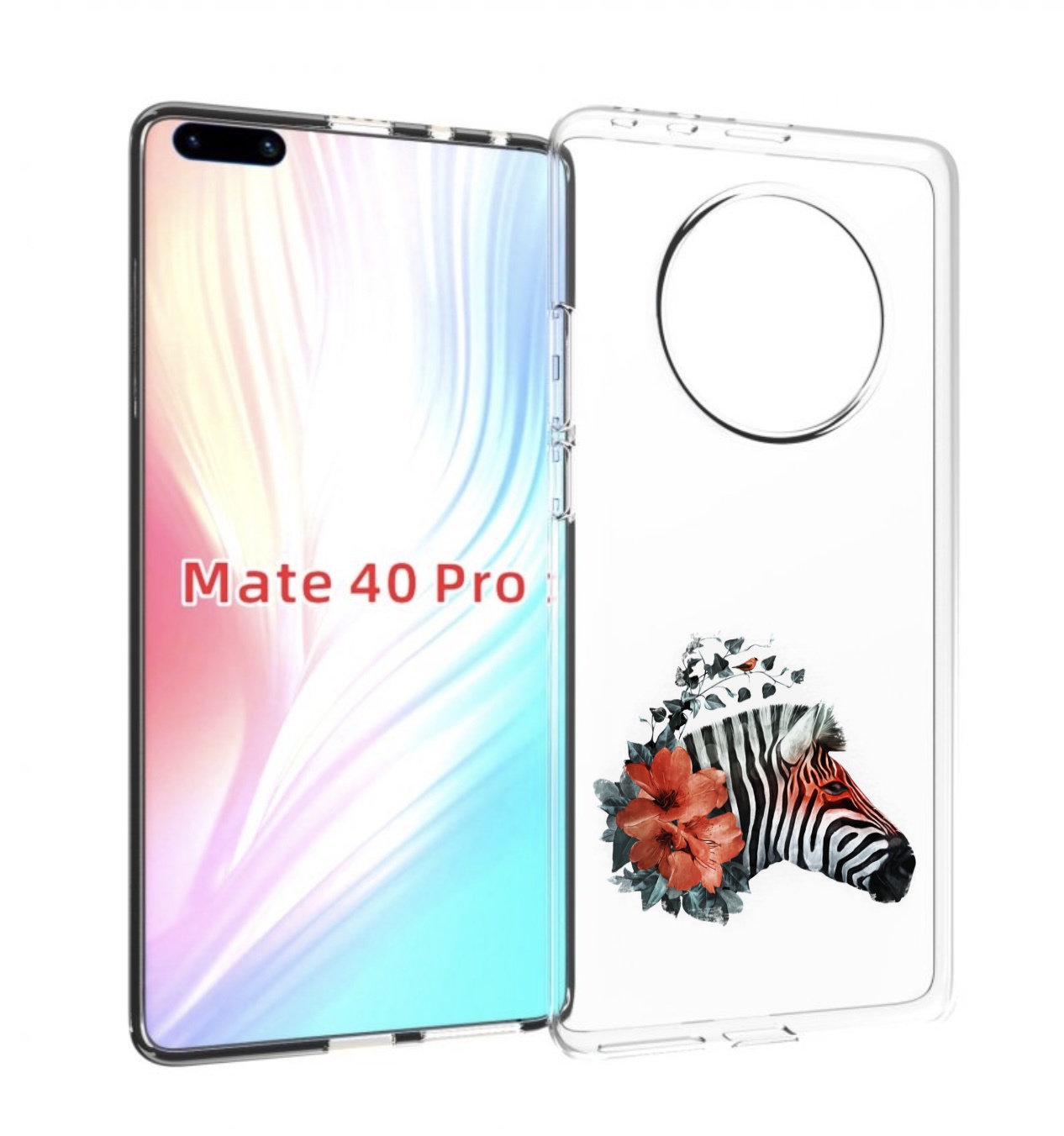

Чехол MyPads Зебра с цветами для Huawei Mate 40 Pro (NOH-NX9), Прозрачный, Tocco