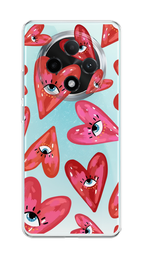 

Чехол на Oppo A3 Pro 5G "Сердечки с глазами", Коричневый;красный;розовый, 2517950-1
