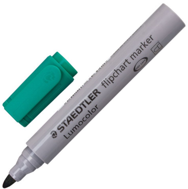 

Маркер д/флипчарта STAEDTLER Lumocolor ЗЕЛЕНЫЙ скошенный наконечник 2мм 356-5