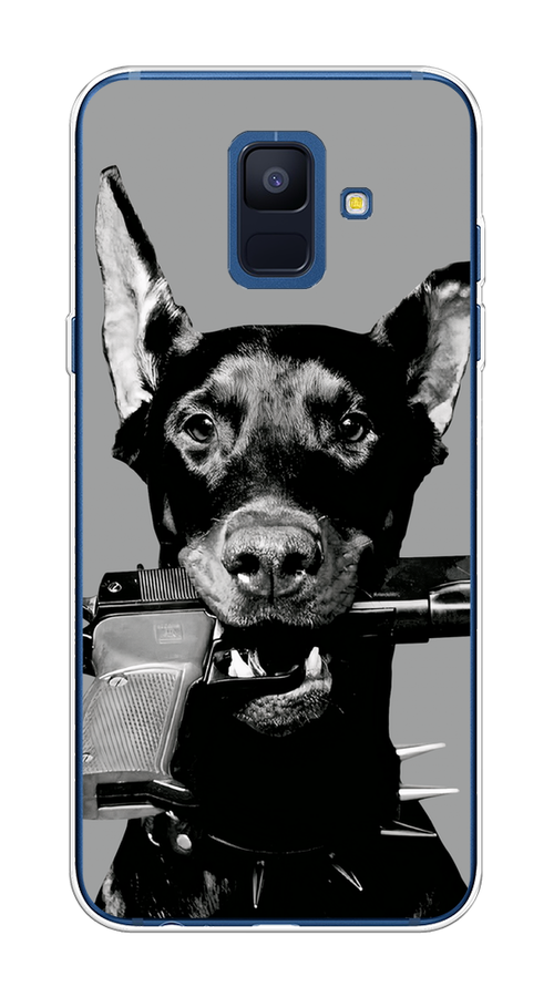 

Чехол Awog на Samsung Galaxy A6 "Доберман", Серый, 25950-1