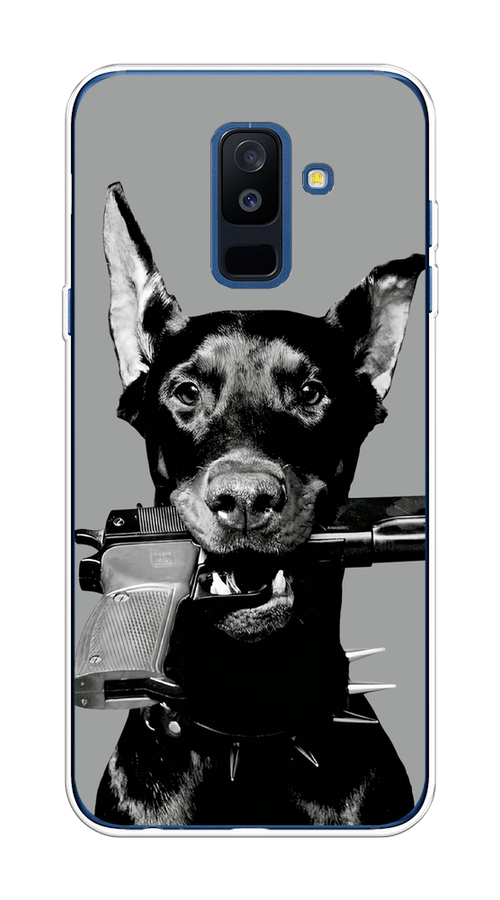 

Чехол Awog на Samsung Galaxy A6 Plus "Доберман", Серый, 26050-1