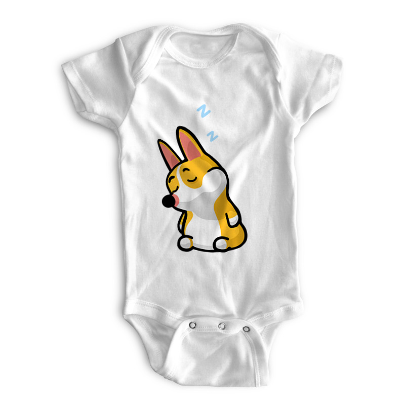 

Боди детское Printio Корги спит белый р. 62, Корги спит