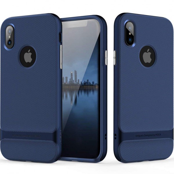 фото Tpu+pc чехол rock royce series для apple iphone x (5.8") (синий / navy blue)