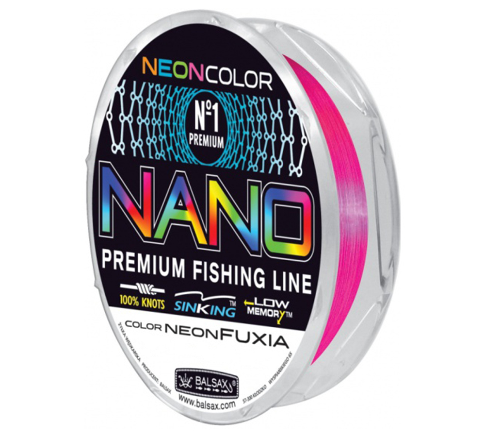 Леска рыболовная BALSAX NANO NEON FUXIA 0.25 мм 100 метров, для рыбалки, для фидерной ловл