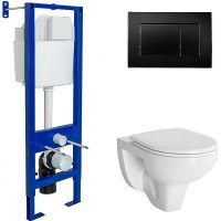 

Комплект унитаза с инсталляцией Berges Wasserhaus Atom 042431 с сиденьем Микролифт и Черно