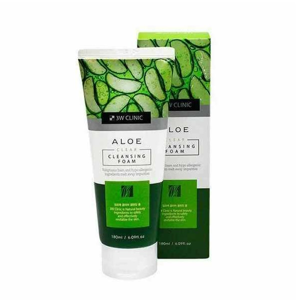 Пенка для лица 3W Clinic Aloe Clear Cleansing Foam с экстрактом алоэ вера 180 мл